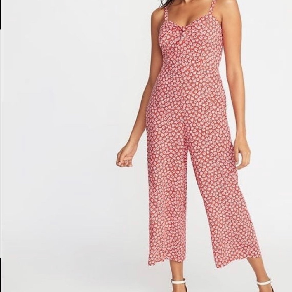 Red floral jumpsuit